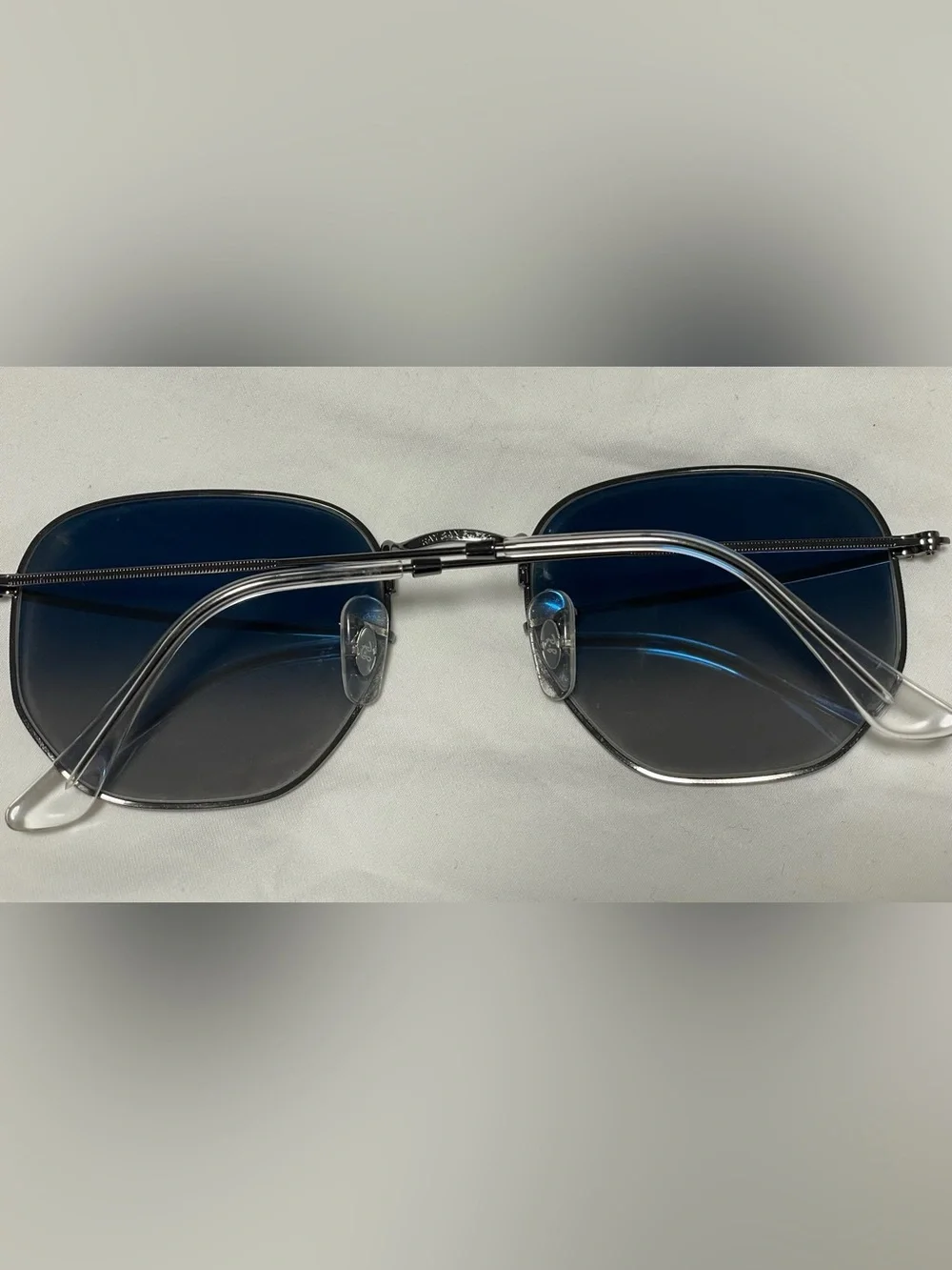 Ray-Ban polished gunmetal hexagonal Frame Sunglasses with G-15 green Lenses